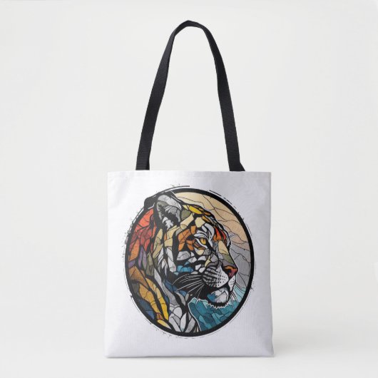Tote Bag Tiger Animal Portrait Vitrail Faune Gratuite (Devant)