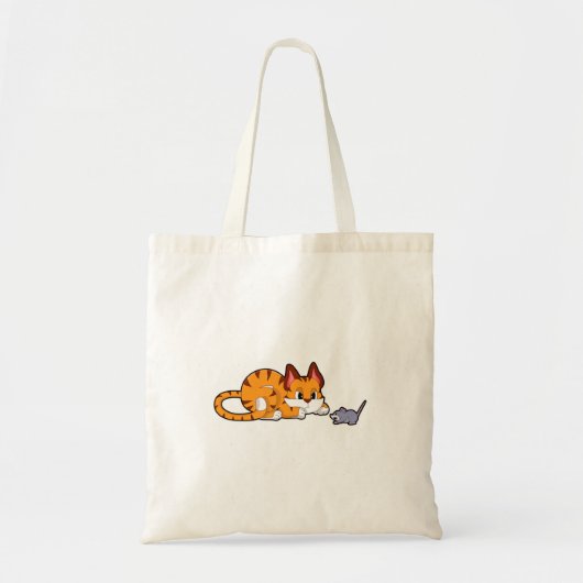 Tote Bag Tiger chat avec souris (Devant)