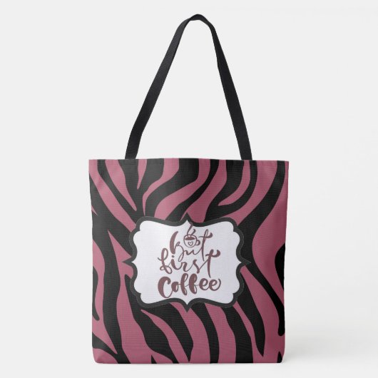 Tote Bag Tiger Imprimer Rouge Maroon Fourre-tout Coffee Lov (Devant)
