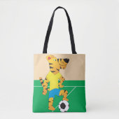 Tote Bag Tiger Jouer au football (Devant)