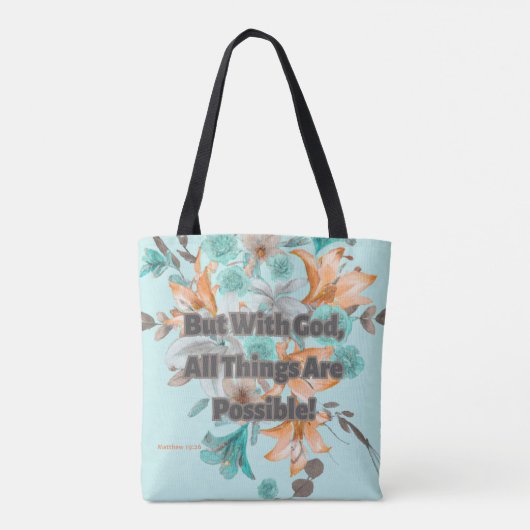 Tote Bag Tiger Lily Écriture chrétienne Matthieu 19:26 (Dos)