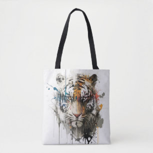 Tote Bag Tiger Portrait Animal Peinture Faune En Plein Air