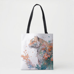 Tote Bag Tiger Portrait Animal Peinture Faune En Plein Air