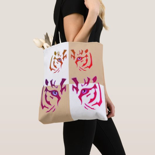 Tote Bag Tiger Visage Camion & Blanc Check (De près)