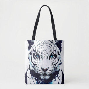 Tote Bag Tiger Wild Nature Free Spirit Art Brush Peinture