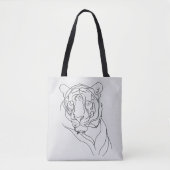 Tote Bag Tiger's Head Line Art (Devant)