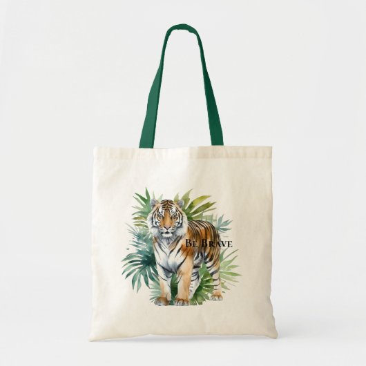 Tote Bag Tigre avec Feuille (Devant)