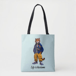 Tote Bag Tigre Cool dans l'Art Streetwear - Style Urbain Ti
