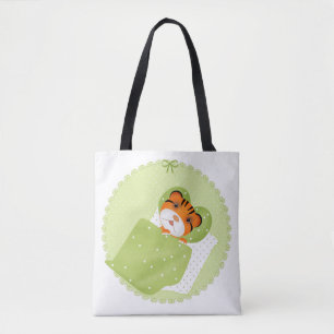 Tote Bag Tigre dans l'illustration de lit enfants imprimé e