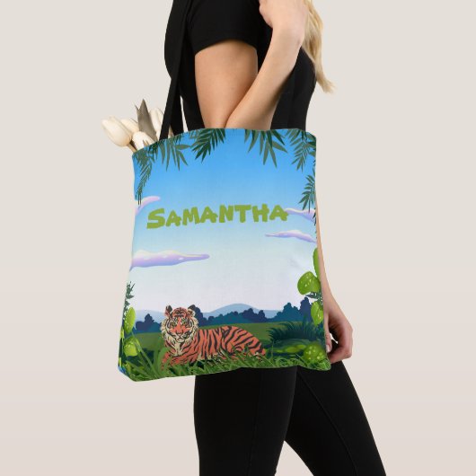Tote Bag Tigre de jungle personnalisé (De près)
