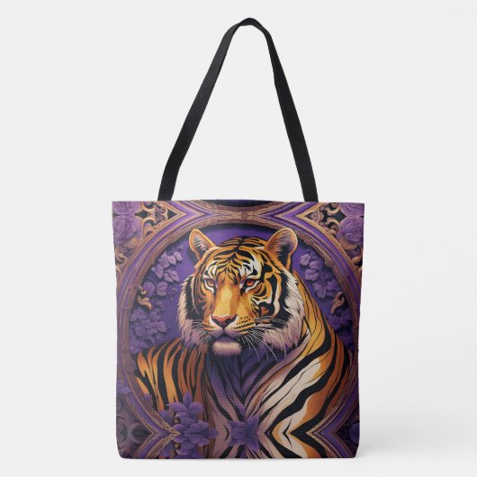 Tote Bag Tigre en violet (Devant)