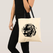Tote Bag Tigre noir et blanc Pop Art (Devant (produit))