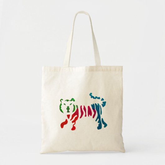 Tote Bag Tigre rayé arc-en-ciel (Devant)