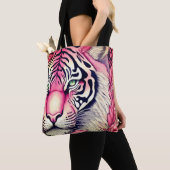 Tote Bag Tigre rose, visage de tigre (De près)