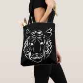 Tote Bag Tigre tribal noir et blanc (De près)