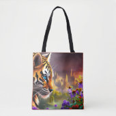 Tote Bag Tigreau, Fleurs Violettes (Devant)