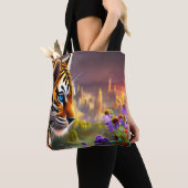 Tote Bag Tigreau, Fleurs Violettes (De près)