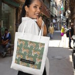 Tote Bag Tigres d'aquarelle verte tropicale Motif avec nom<br><div class="desc">"Offrez-vous l'élégance sauvage de la nature avec notre Motif Tropical Green Watercolor Tigers. Chaque objet de ce design captivant incarne l'esprit vibrant de la jungle, mêlant verdure luxuriante et majestueuse présence de tigres. Que ce soit pour décorer vos objets de première nécessité ou pour rehausser votre décor, notre collection offre...</div>