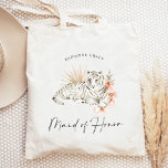 Tote Bag Tigres de Boho Tropical Bachelorette Maid of Honor<br><div class="desc">Cet adorable design d'inspiration tropicale,  orné de fleurs de saumons et de tigres,  est parfait pour une fête amusante !</div>
