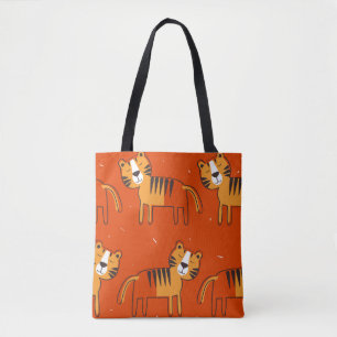 Tote Bag Tigres, toile de fond dessinée à la main. Pat tran