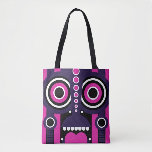 Tote Bag Tiki Art rose violet (Devant)