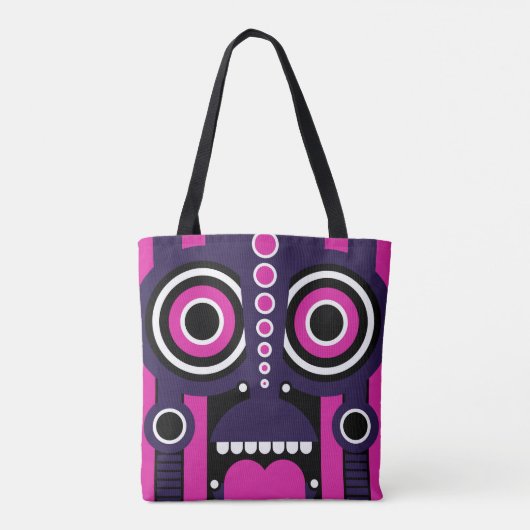 Tote Bag Tiki Art rose violet (Dos)