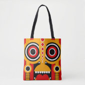 Tote Bag Tiki jaune rouge (Devant)