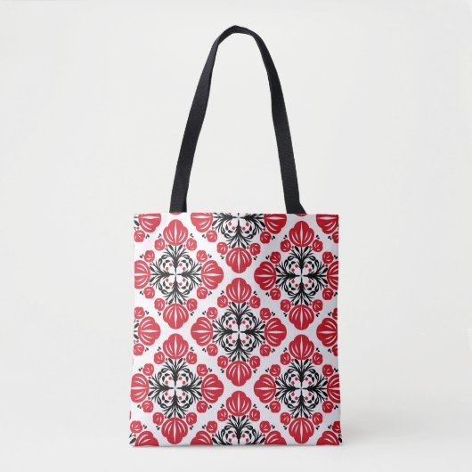 Tote Bag Tile floral pattern. Folk art bloom. (Devant)