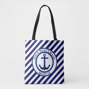 Tote Bag Timbre Ancre et bandes diagonales personnalisés