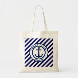 Tote Bag Timbre Ancre et bandes diagonales personnalisés