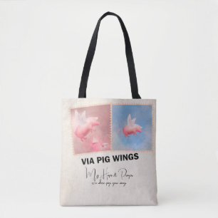 Tote Bag Timbre de porc volant espoirs et prières