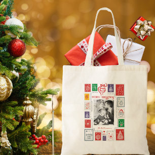Tote Bag Timbre rétro Whimsical Cadeau photo de Noël