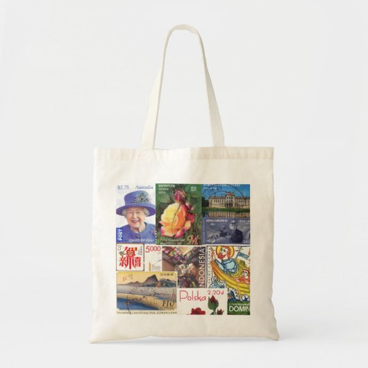 Tote Bag Timbres de voyage du monde (collage) (Devant)