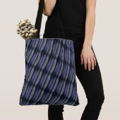 Tote Bag tirage abstrait MODERNE en bleu-gris-noir (De près)