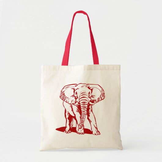 Tote Bag Tirage de trait d'éléphant rouge sombre (Devant)