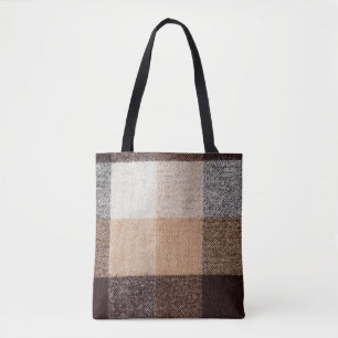 Tote Bag Tissu en laine Brown à damiers plaid. tartan