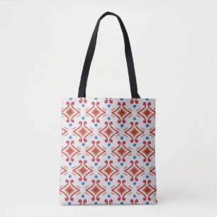 Tote Bag Tissu Ikat artisanal, motif sans couture ethnique.