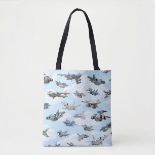 Tote Bag Tissu motif des avions de guerre de dessin