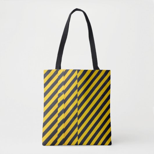 Tote Bag Tissu rayé jaune et noir (Devant)
