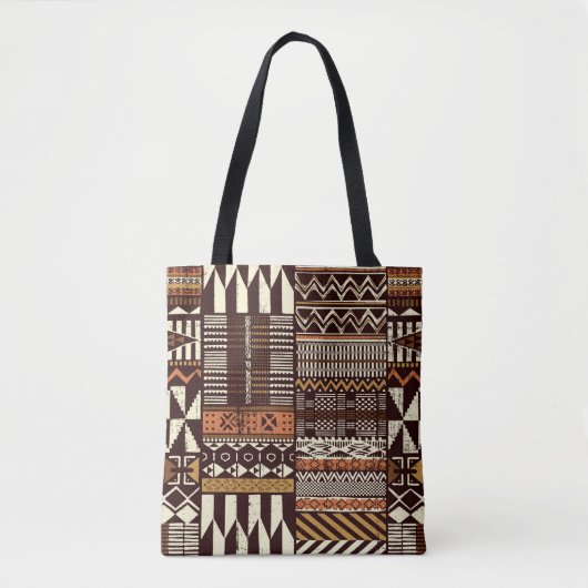 Tote Bag Tissu tribal africain patchwork abstrait vin (Devant)