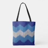 Tote Bag tissu tricoté avec figures rayées bleu et blanc (Dos)