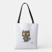 Tote Bag Titre : "Chat noir sauvage avec lunettes de soleil (Dos)