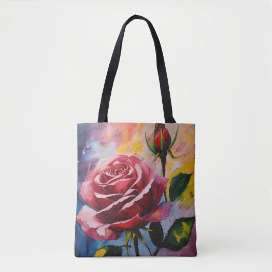 Tote Bag Titre : Peinture néo-expressionniste d'un Rose et  (Devant)