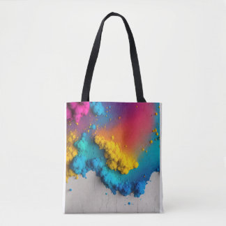 Tote Bag Titre : "Tirage de dégradé vibrant sur béton blanc