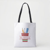 Tote Bag Titulaire de crayon Monogramme enseignant Merci ca (Devant)