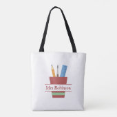 Tote Bag Titulaire de crayon Monogramme enseignant Merci ca (Dos)