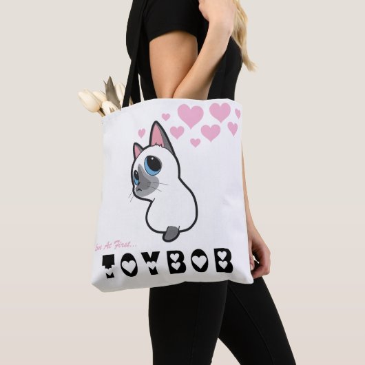 TOTE BAG TOBY TOYBOB AMOUR AU PREMIER TOYBOB PINK HEARTS FO (De près)