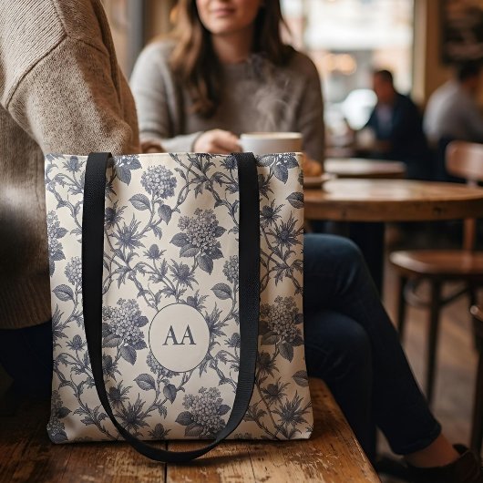 Tote Bag Toile Botanique | Hydrangea & Chardon de Mer Perso