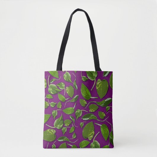 Tote Bag Toile botanique violette et verte fourre-tout  (Devant)