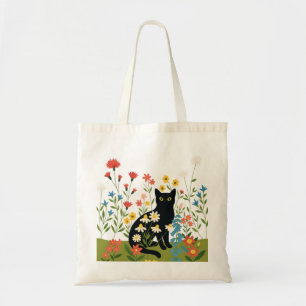 Tote Bag Toile Cabanecor Black Cat Fleur Sauvage Canvas